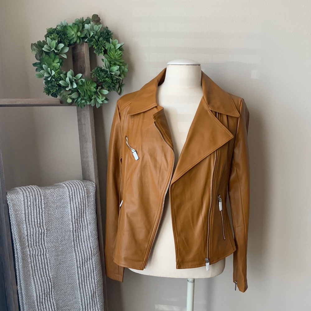 Lily & Lottie faux leather motto jacket